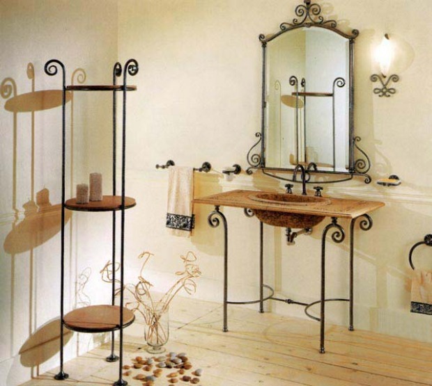 Accessori bagno country: legno, ferro battuto